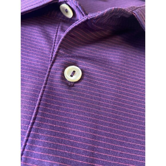 Peter Millar Summer Comfort Golf Polo Penn Tool Shirt 2XL Purple Stripe Stretch - Picture 8 of 12